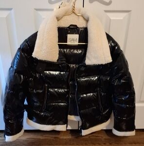 Sam. Ryan Shearling-Trim Puffer Down Jacket, Size XL